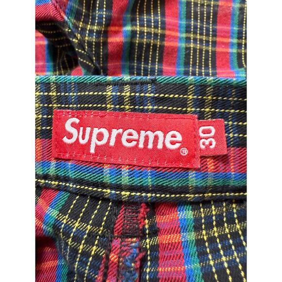 Supreme SS23 Work Pant Red Plaid Size 30x26 Twill Pants Slacks - Picture 4 of 9